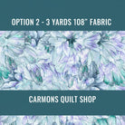 Carmon's Quilt Shop Make a Wish teal 108-inch wide cotton backing fabric with floral watercolor pattern