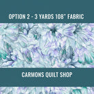 Carmon's Quilt Shop Make a Wish teal 108-inch wide cotton backing fabric with floral watercolor pattern