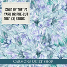 Carmon's Quilt Shop Make a Wish teal 108-inch wide cotton backing fabric with floral watercolor pattern