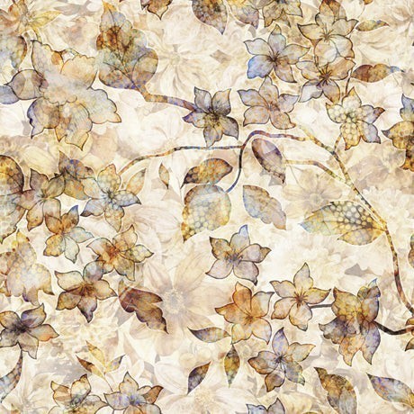 Carmon's Quilt Shop QT Fabrics Panorama tonal floral 100% cotton wide backing fabric in warm earth tones