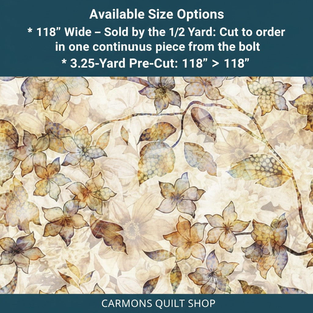 Carmon's Quilt Shop QT Fabrics Panorama tonal floral 100% cotton wide backing fabric for quilting projects