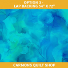 Carmon's Quilt Shop Aura Watercolor turquoise 108 inch wide cotton quilting fabric with artistic abstract design