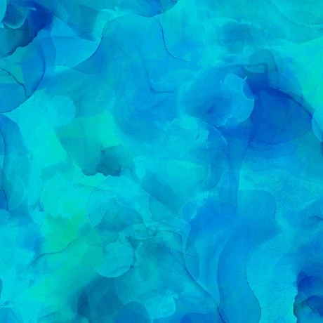 Carmon's Quilt Shop Aura Watercolor turquoise 108-inch wide cotton backing fabric with abstract artistic design
