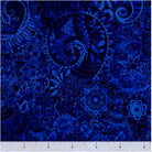 Carmon's Quilt Shop QT Fabrics Mystique Blender Ultramarine 108 inch wide cotton backing with ornate blue paisley