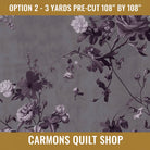 Carmon's Quilt Shop Vining Wisteria 108 inch wide quilt backing fabric with elegant floral vine pattern in purple