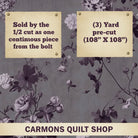 Carmon's Quilt Shop Vining Wisteria 108 inch wide quilt backing fabric with elegant floral vine pattern in purple