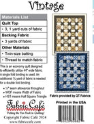 Carmon's Quilt Shop Fabric Café Vintage 3-yard quilt pattern instructions for a 43x52 inch lap quilt.