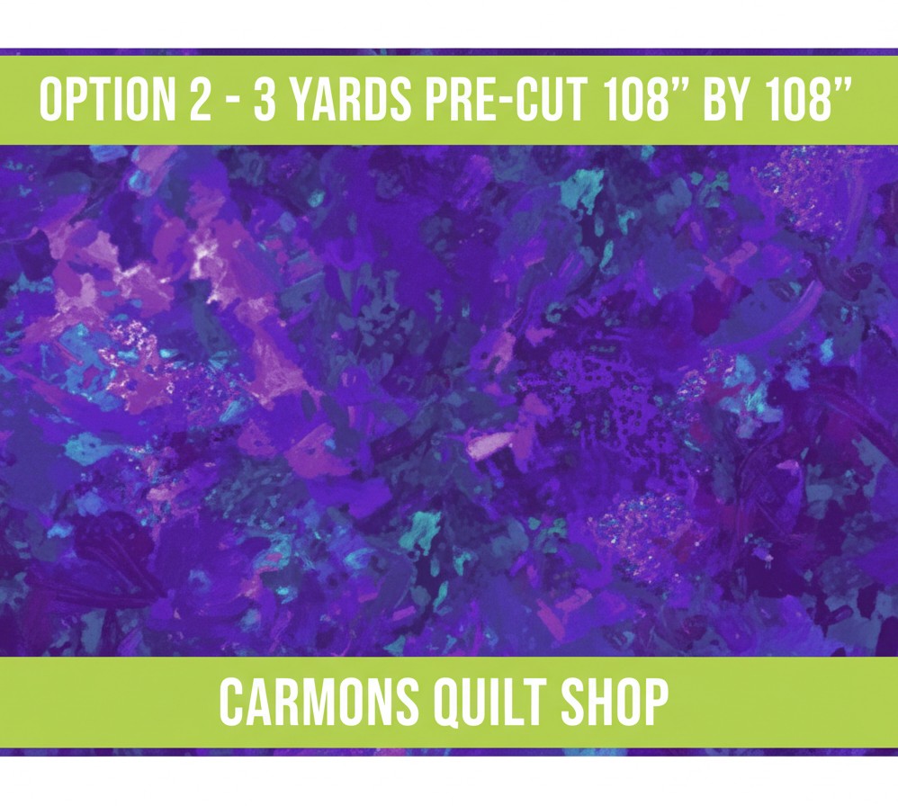 Carmon's Quilt Shop Chroma violet purple 108-inch wide cotton quilt backing fabric with abstract painterly texture.