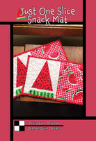 Carmon's Quilt Shop Just One Slice snack mat pattern featuring a watermelon slice design in red, green, and white.