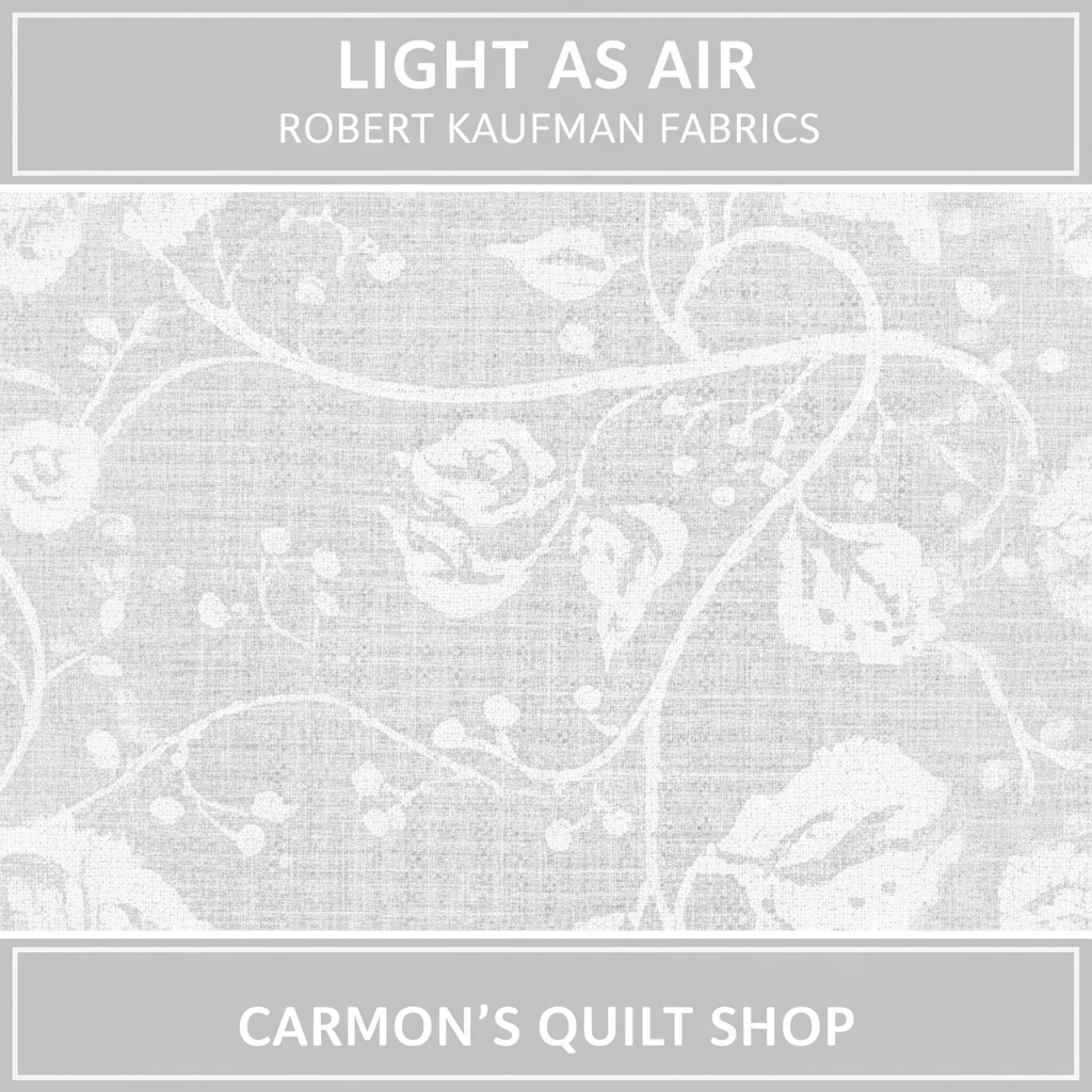 Carmon's Quilt Shop white 100% cotton quilting fabric from the Robert Kaufman Light As Air collection with floral print
