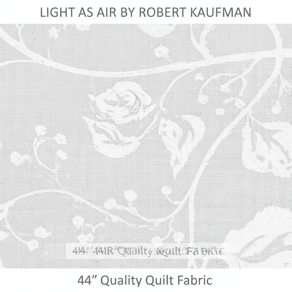Carmon's Quilt Shop Robert Kaufman Light As Air white 100% cotton quilting fabric with elegant floral pattern
