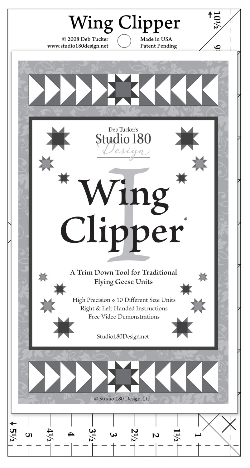 Carmon's Quilt Shop Studio 180 Design Wing Clipper acrylic quilting ruler for precise Flying Geese units