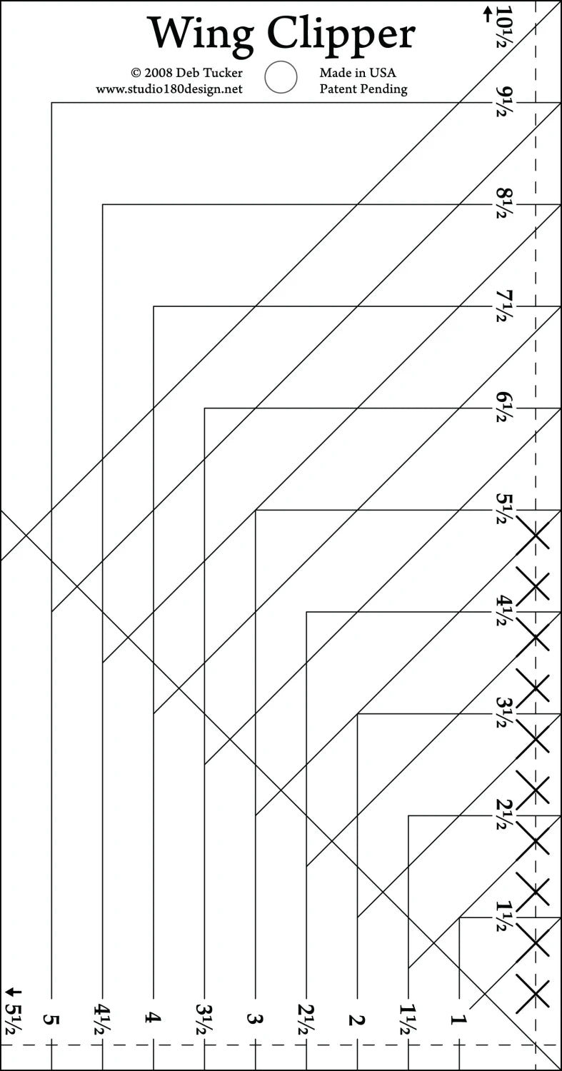 Carmon's Quilt Shop Studio 180 Design Wing Clipper clear acrylic quilting ruler for precise Flying Geese units