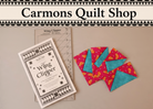 Carmon's Quilt Shop Studio 180 Design Wing Clipper acrylic quilting ruler with floral Flying Geese fabric units